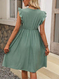 Lace Detail Ruffled V-Neck Mini Dress - Trendsi