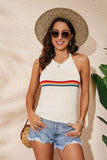 Rainbow Stripe Halter Neck Knit Tank - Trendsi
