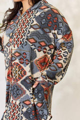 Heimish Full Size Printed Button Up Hooded Jacket - Trendsi - Flyclothing LLC