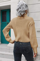 Turtleneck Dropped Shoulder Sweater - Trendsi - Flyclothing LLC