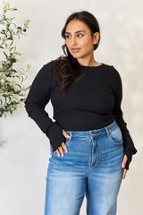 Culture Code Full Size Ribbed Round Neck Long Sleeve Top - Trendsi