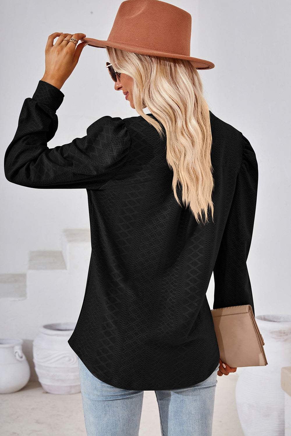 Notched Long Sleeve T-Shirt - Trendsi - Flyclothing LLC