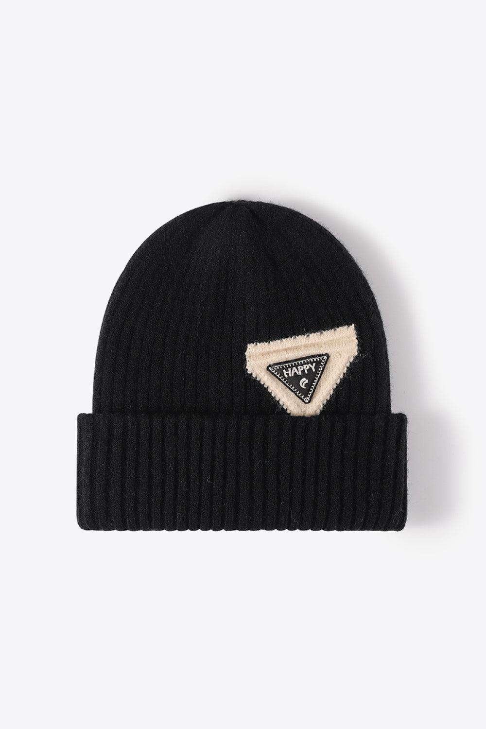 HAPPY Contrast Beanie - Trendsi - Flyclothing LLC