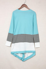 Striped Color Block Open Front Cardigan - Flyclothing LLC