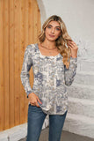 Printed Square Neck Long Sleeve Blouse - Trendsi - Flyclothing LLC