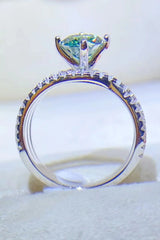 1 Carat Moissanite Contrast 925 Sterling Silver Ring - Trendsi - Flyclothing LLC