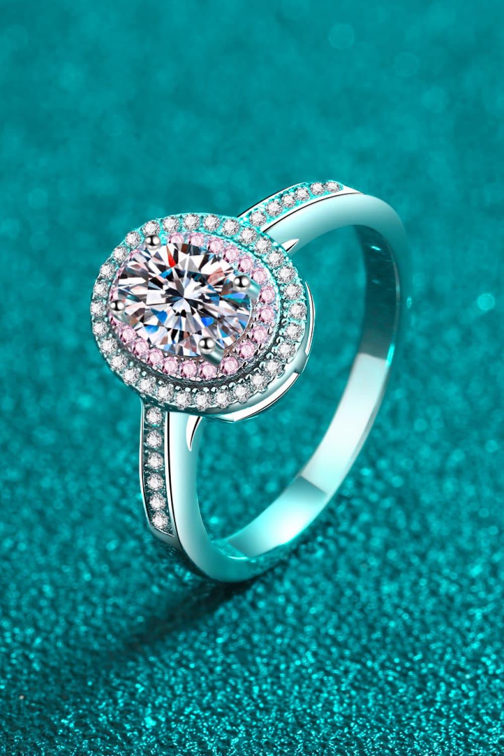1 Carat Moissanite 925 Sterling Silver Halo Ring - Trendsi