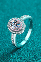 1 Carat Moissanite 925 Sterling Silver Halo Ring - Trendsi