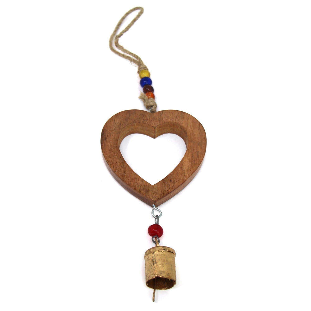Handcrafted Wood Heart Chime with Recycled Iron Bell - Asha Handicrafts - Flyclothing LLC