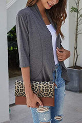 Open Front Three-Quarter Sleeve Cardigan - Trendsi - Flyclothing LLC