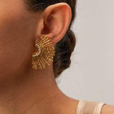 Stainless Steel Inlaid Zircon Stud Earrings - Trendsi - Flyclothing LLC