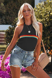 Rainbow Stripe Halter Neck Knit Tank - Trendsi - Flyclothing LLC