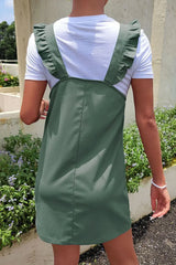 Ruffed Overall Dress with Pockets - Trendsi - Flyclothing LLC