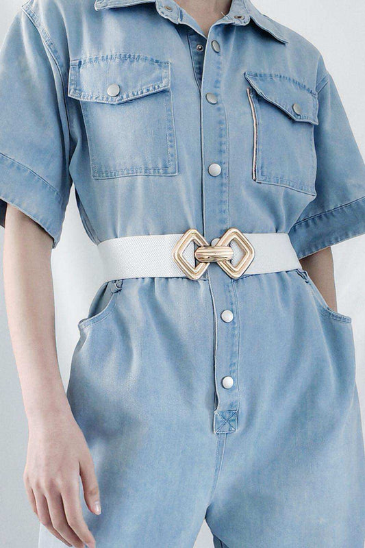 Geometric Buckle Elastic Wide Belt - Trendsi - Flyclothing LLC