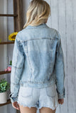 Veveret Distressed Button Up Denim Jacket - Flyclothing LLC