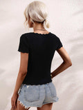 Scalloped Hem Square Neck Knit Top - Trendsi - Flyclothing LLC