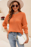 Round Neck Openwork Dropped Shoulder Knit Top - Trendsi - Flyclothing LLC