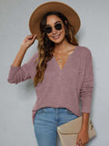 Dropped Shoulder High-Low Waffle-Knit Top - Trendsi - Flyclothing LLC