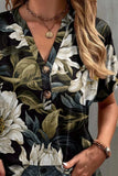 Printed Notched Short Sleeve T-Shirt - Trendsi - Flyclothing LLC