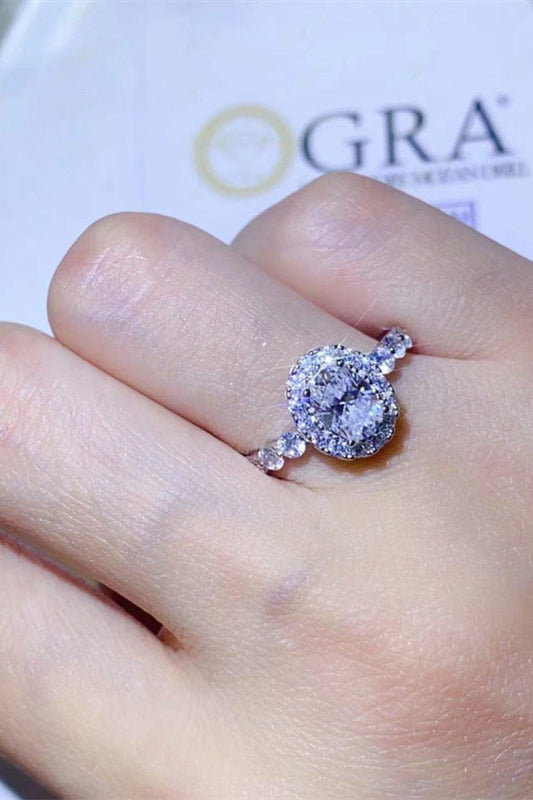 2 Carat Moissanite 925 Sterling Silver Halo Ring - Trendsi