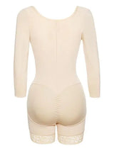 Full Size Zip Up Lace Detail Long Sleeve Shapewear - Trendsi - Flyclothing LLC