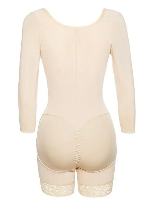 Full Size Zip Up Lace Detail Long Sleeve Shapewear - Trendsi - Flyclothing LLC
