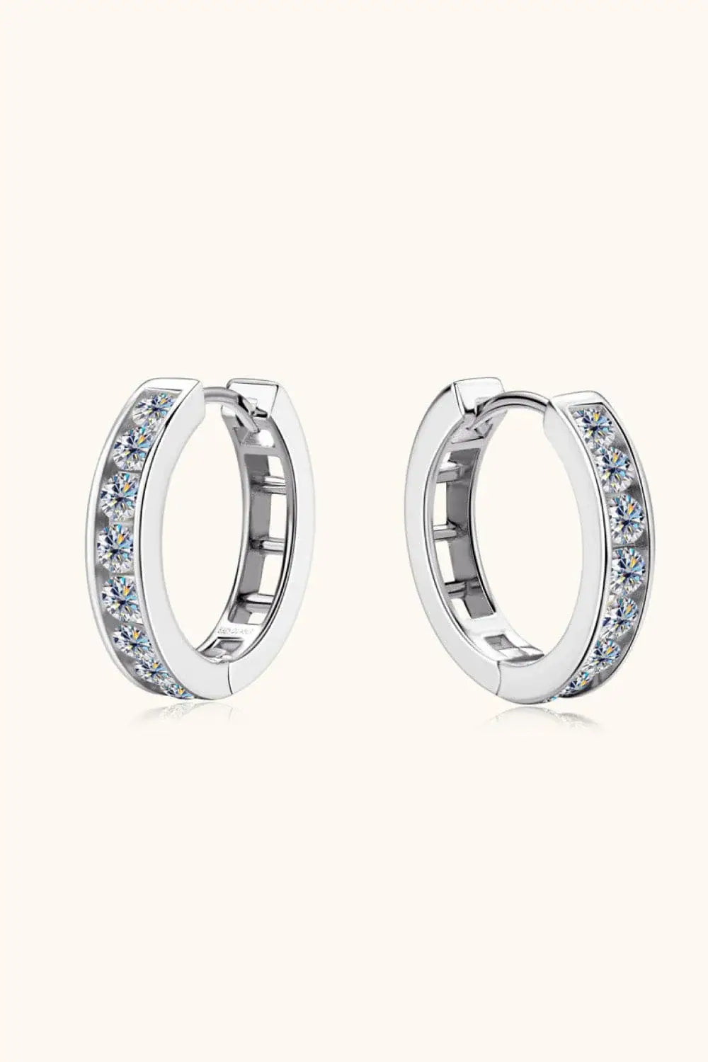 Moissanite 925 Sterling Silver Huggie Earrings - Trendsi - Flyclothing LLC