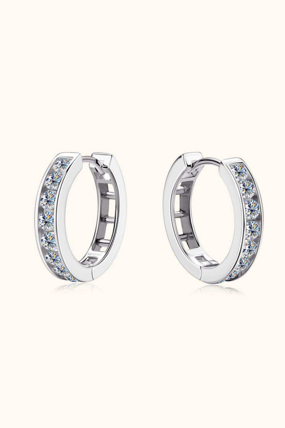 Moissanite 925 Sterling Silver Huggie Earrings - Trendsi - Flyclothing LLC