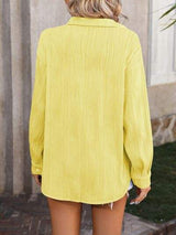 Button Up Dropped Shoulder Shirt - Trendsi - Flyclothing LLC