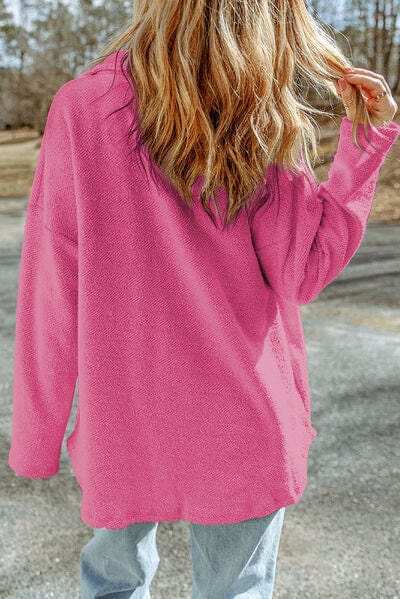 Pocketed Button Up Droppped Shoulder Jacket - Trendsi - Flyclothing LLC