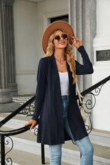 Long Sleeve Open Front Cardigan - Trendsi