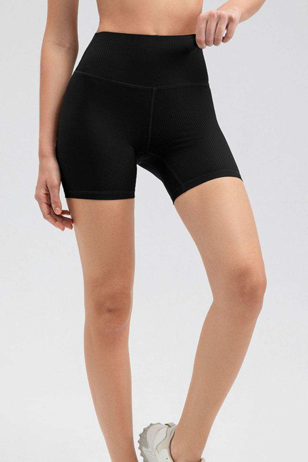 Wide Waistband Slim Fit Sports Shorts - Trendsi - Flyclothing LLC