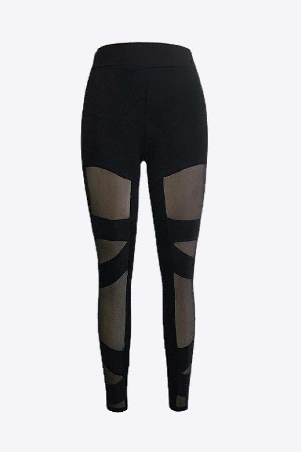Spliced Mesh Leggings - Trendsi