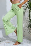 Slit High-Rise Flare Pants - Trendsi - Flyclothing LLC