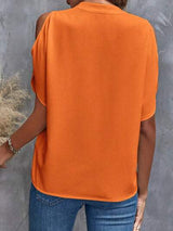 Notched Cold Shoulder Blouse - Trendsi - Flyclothing LLC
