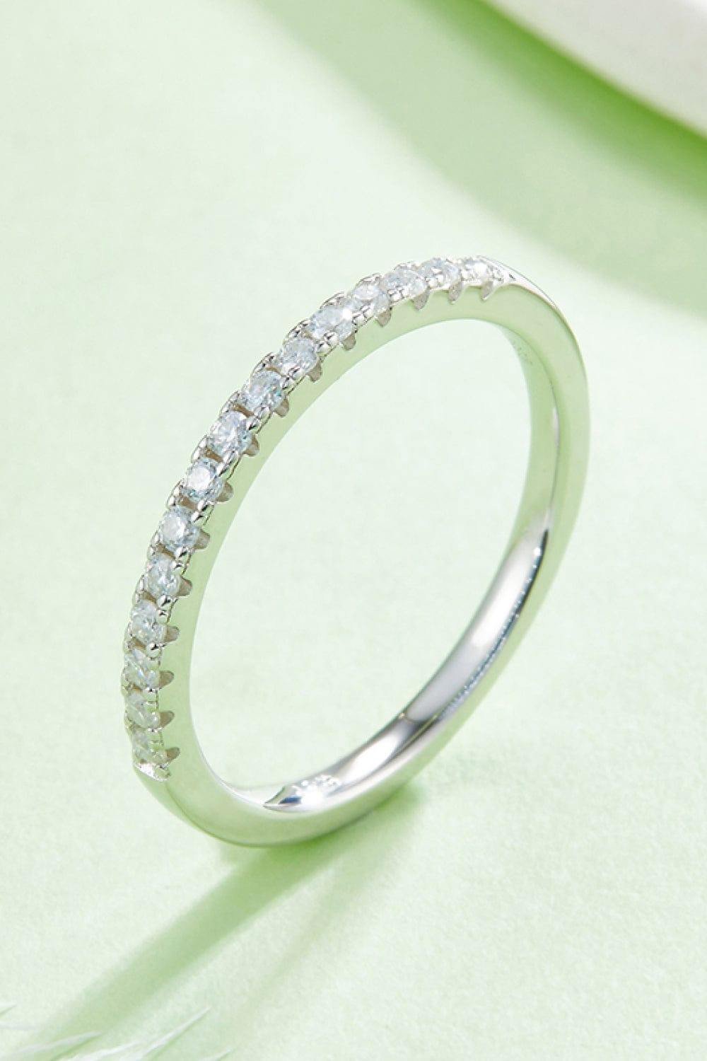 Moissanite Platinum-Plated Half-Eternity Ring - Trendsi