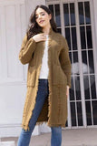 Fringe Trim Open Front Cardigan with Pockets - Trendsi