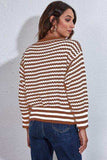 Striped V-Neck Knit Top - Trendsi - Flyclothing LLC