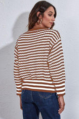 Striped V-Neck Knit Top - Flyclothing LLC
