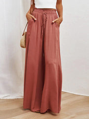 Drawstring Waist Wide Leg Pants - Trendsi