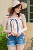 Striped Tassel Tie V-Neck Tank - Trendsi - Flyclothing LLC
