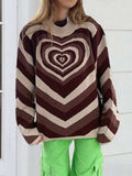Heart Mock Neck Long Sleeve Sweater - Trendsi - Flyclothing LLC