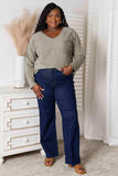 Culture Code Full Size V-Neck Long Sleeve T-Shirt - Trendsi - Flyclothing LLC
