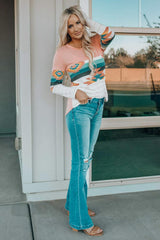 Geometric Round Neck Long Sleeve T-Shirt - Trendsi - Flyclothing LLC
