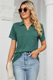 Johnny Collar Short Sleeve Blouse - Trendsi - Flyclothing LLC