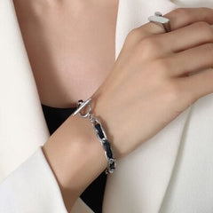 18K Gold-Plated Leather Chain Bracelet - Trendsi