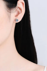 2 Carat Moissanite Rhodium-Plated Stud Earrings - Trendsi - Flyclothing LLC