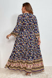 Plus Size Bohemian Round Neck Maxi Dress - Trendsi