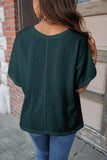 Eyelet V-Neck Dropped Shoulder T-Shirt - Trendsi - Flyclothing LLC