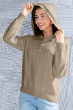 Cable Knit Long Sleeve Hooded Sweater - Trendsi - Flyclothing LLC